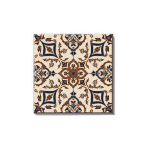Navy & Terracotta Mediterranean Tile – Baroque Floral Azulejo Design