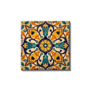 Spanish Floral Medallion Tile – Vibrant Talavera-Inspired Ceramic Accent Tile
