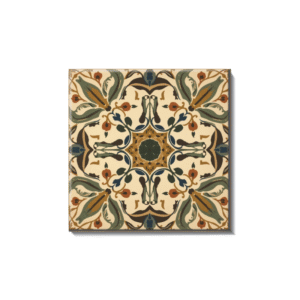 Muted Botanical Star Tile – Earthy Art Nouveau Decorative Ceramic Tile