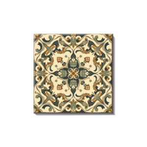 Ornate Mediterranean Baroque Tile – Cream, Sage, and Khaki