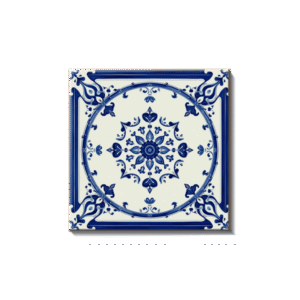 Architectural Azulejo Tile – Cobalt Blue & Ivory Medallion